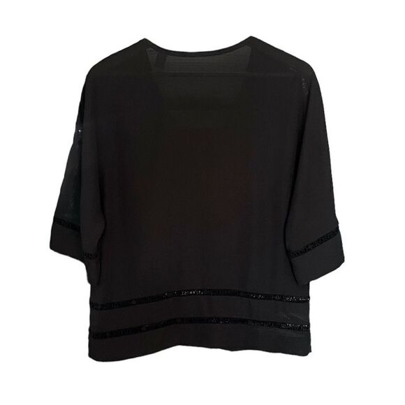 Scotch and Soda Maison Scotch Black Blouse Eyelet Trim Size 2 - Picture 2 of 6